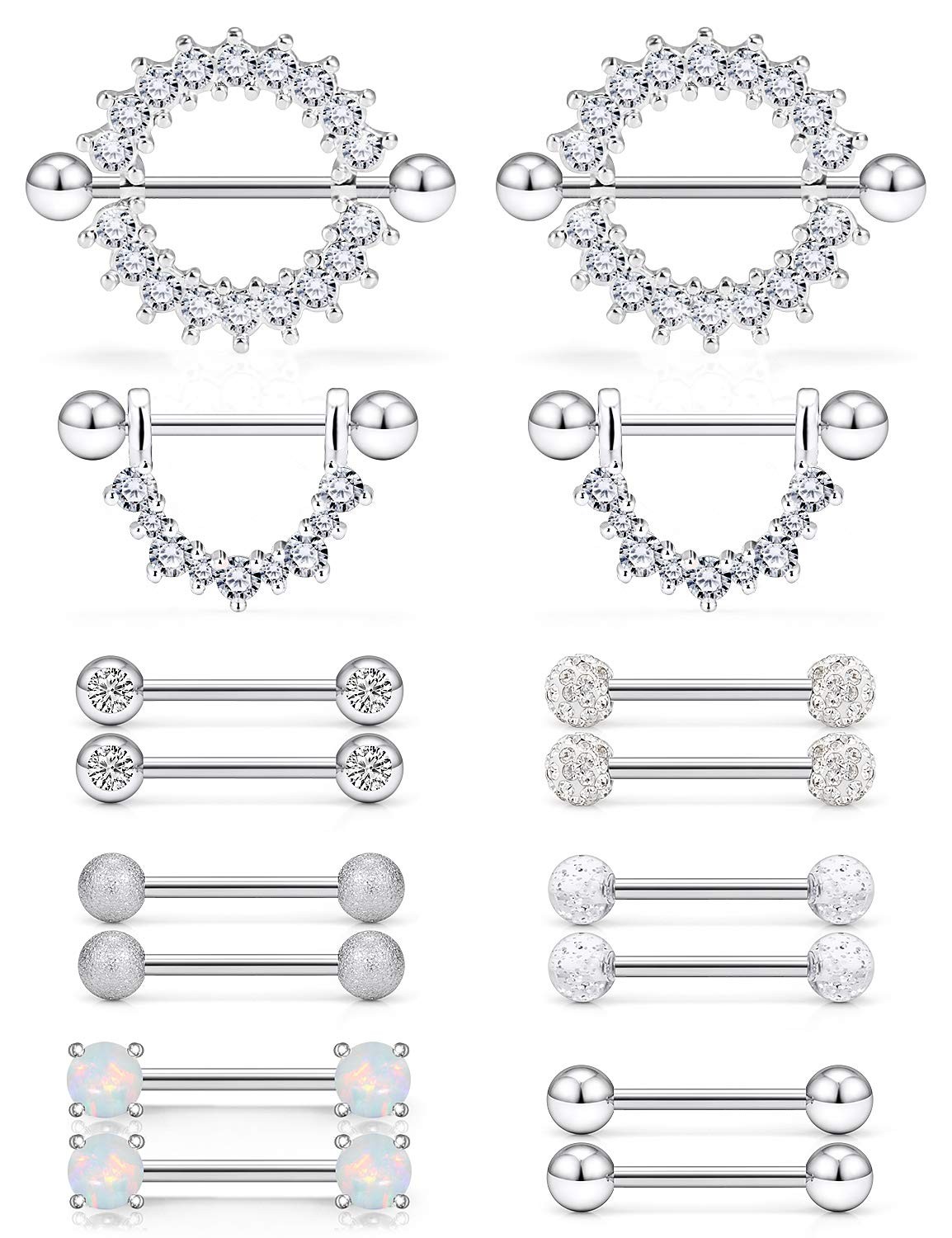 16G Nipple Piercing Jewelry Hypoallergenic Surgial Steel Nipple Rings Tongue Rin