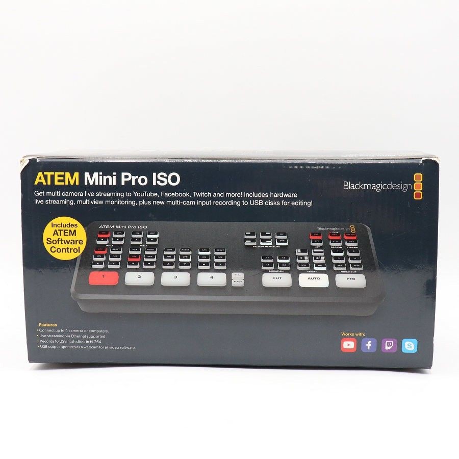 Blackmagic Design Atem Mini Pro ISO HDMI Live Stream Switcher w/Power Cable Used