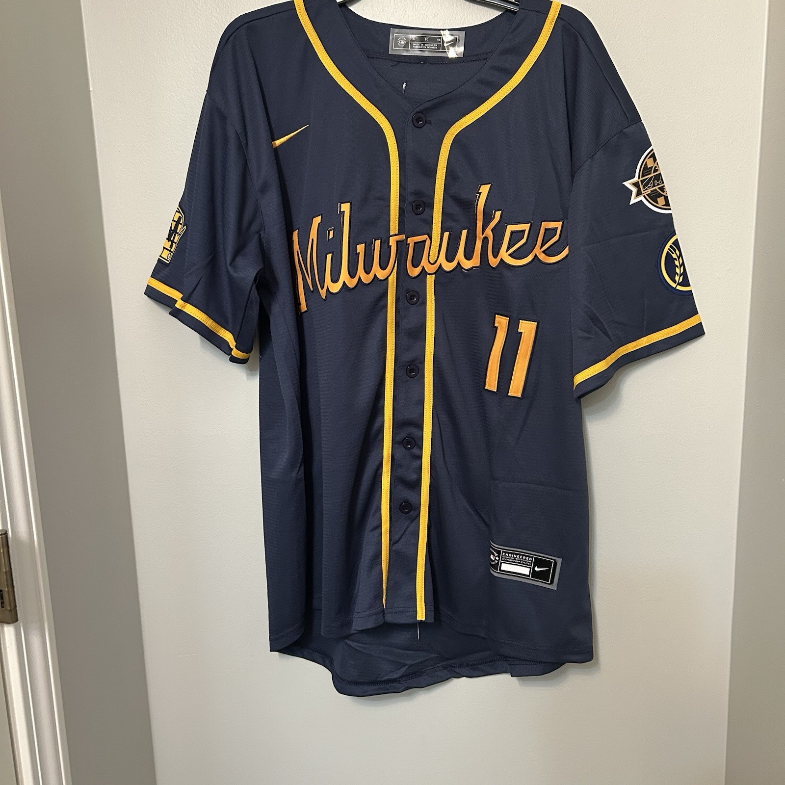 Jackson Chourio Milwaukee Brewers Nike Navy Blue  Alternate MLB Jersey - Size XL