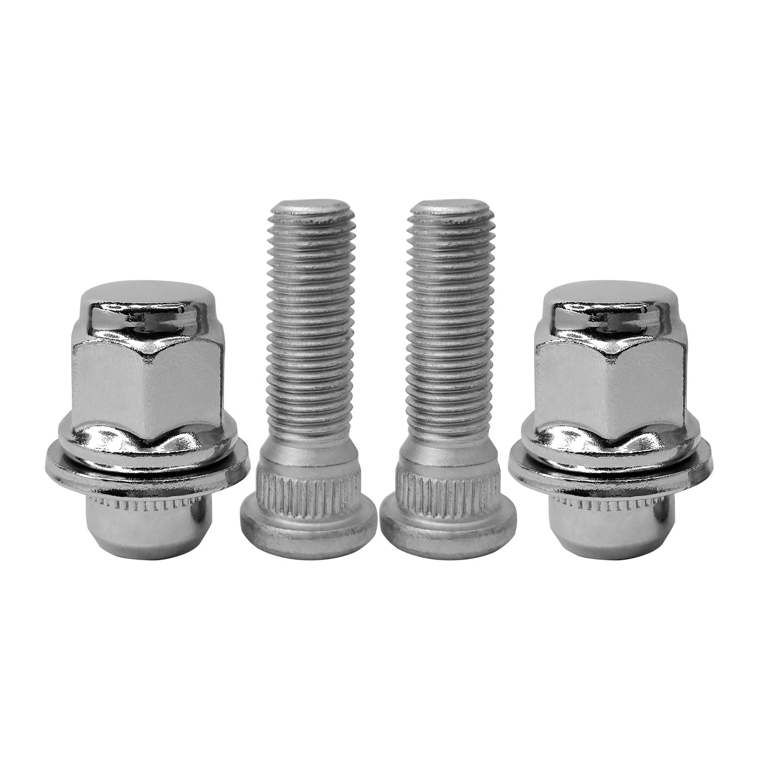 Wheel Lug Stud Nut Set M12x1.5 37mm compatible with 12x1.5mm Silver