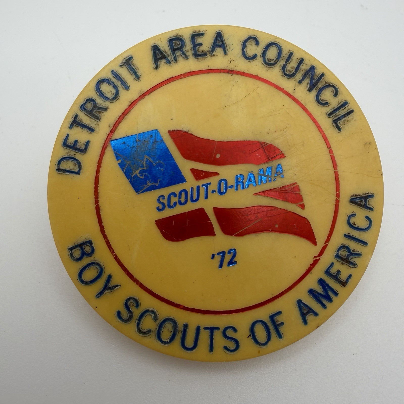BSA Detroit Area Council 1972 Scout-O-Rama Torchy Plas. Neckerchief Slide SS-770