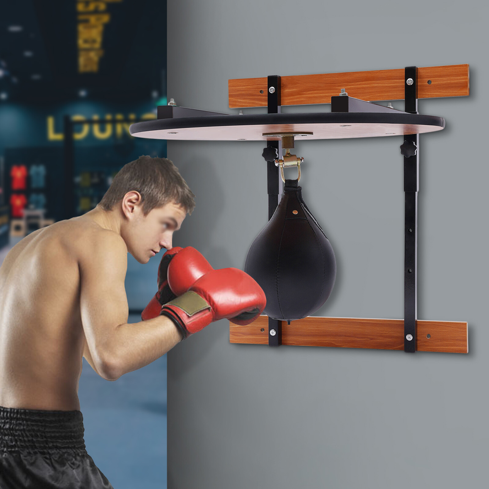 Wall Mounted Adjustable Speed Bag Platform Kit Swivel Punching Fitness Training