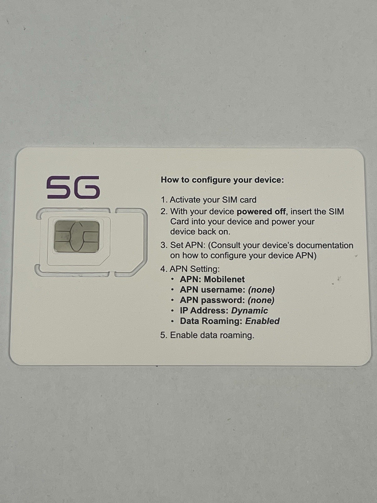 Lot Of 4 Mobilenet 5G SIM Card *NEW*