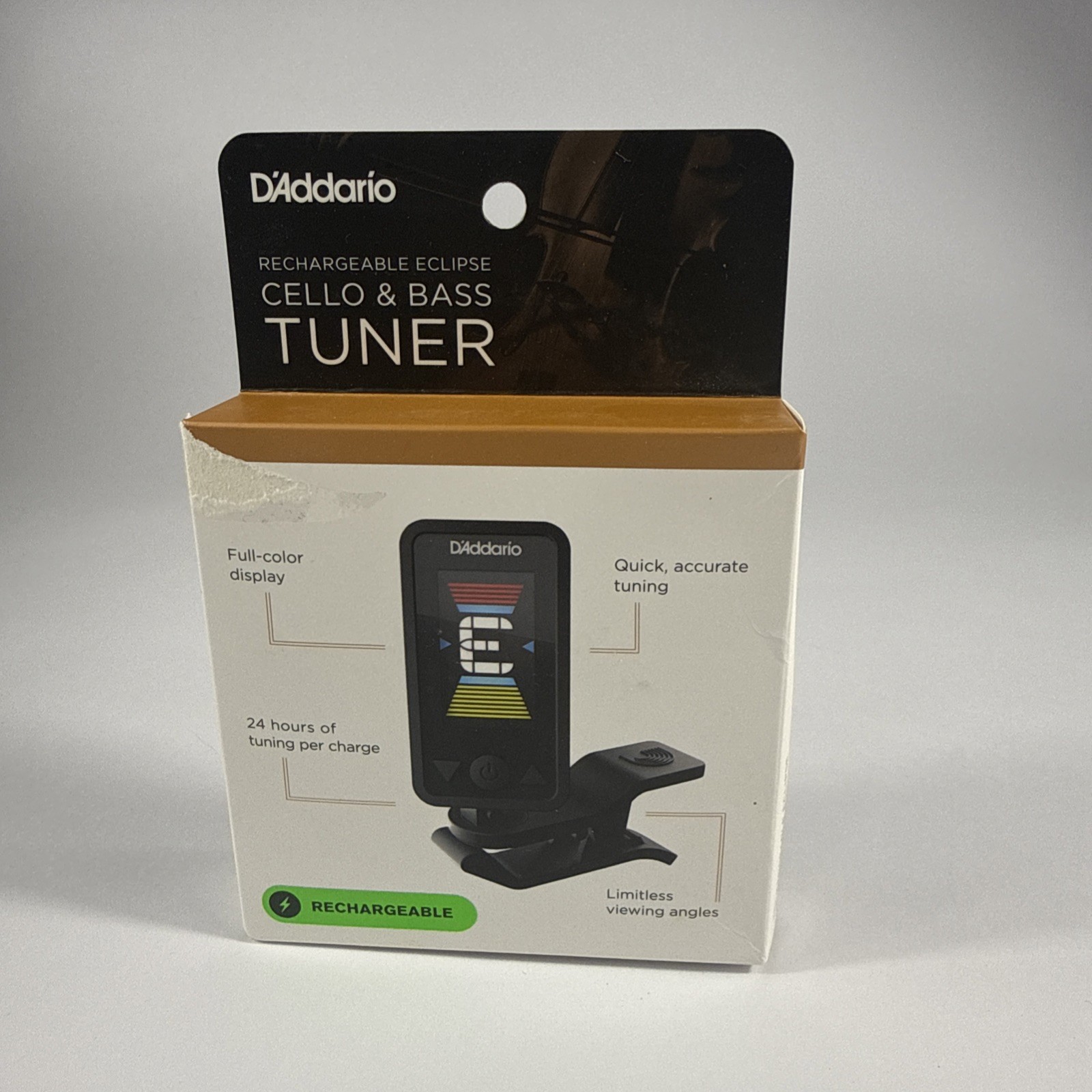 D'Addario Rechargeable Eclipse Cello Bass Tuner PWCT28