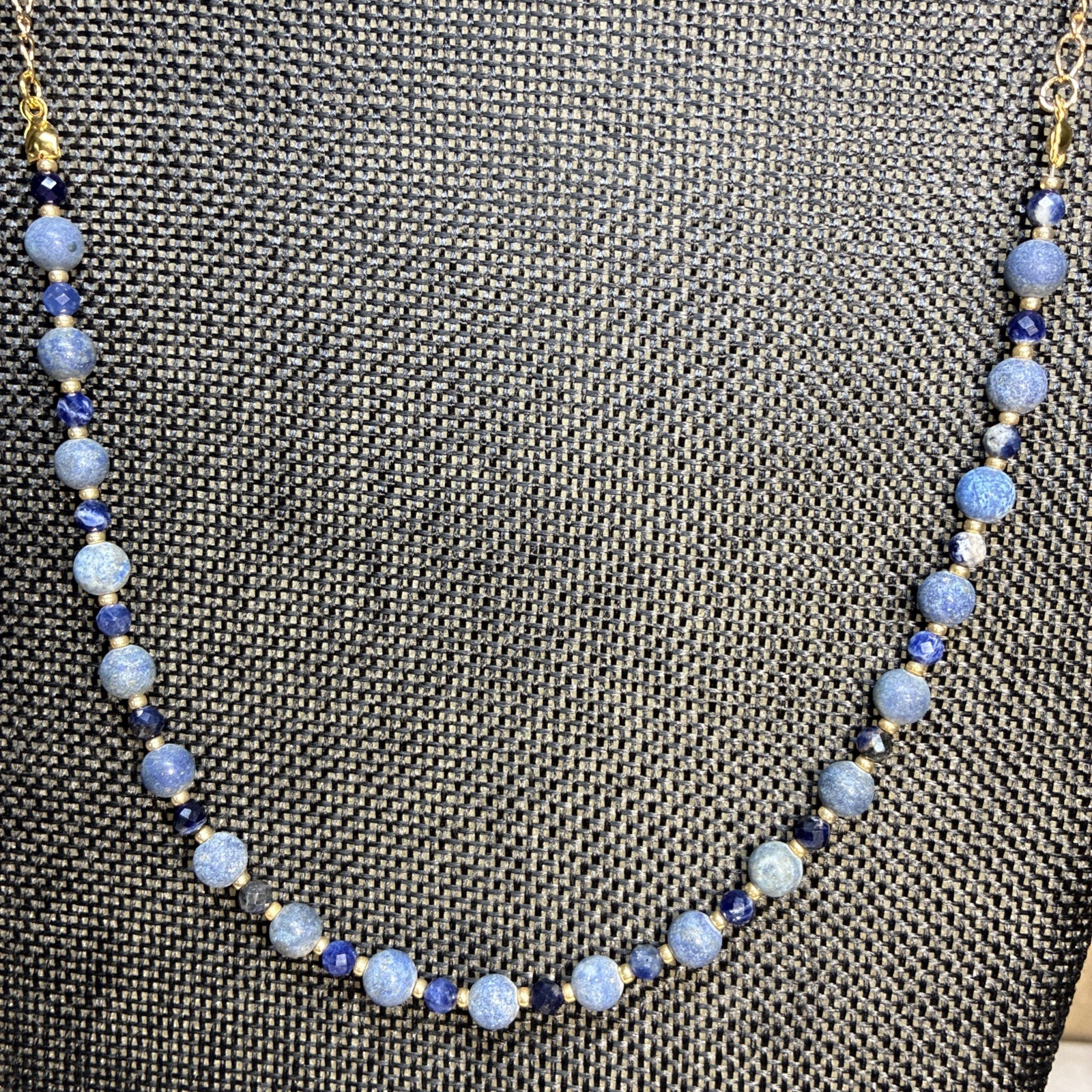 Artisan 21 Inch Gold Tone Necklace With Sodalite And Lapis 