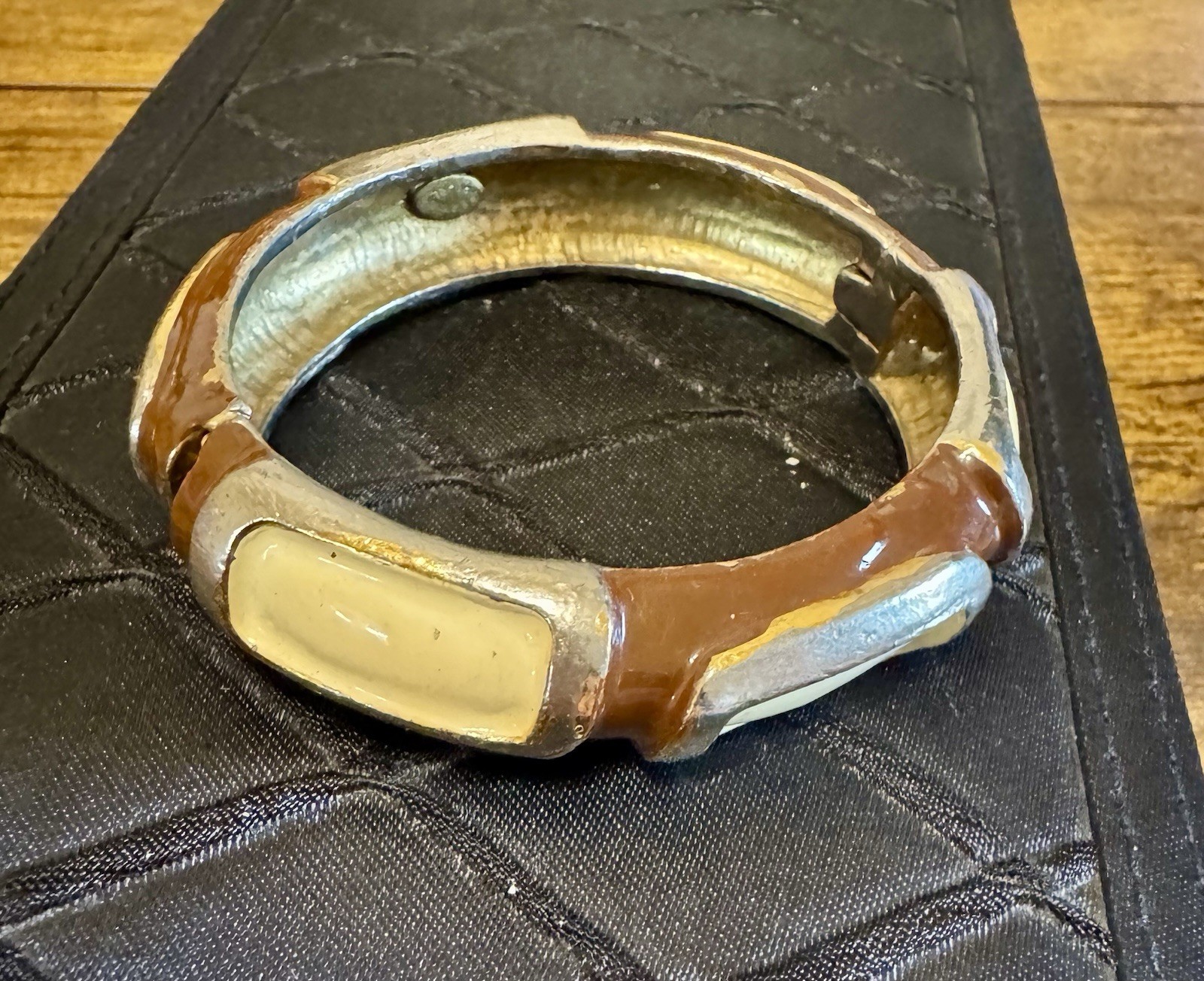 Erwin Pearl Enamel Hinged Cuff Bracelet