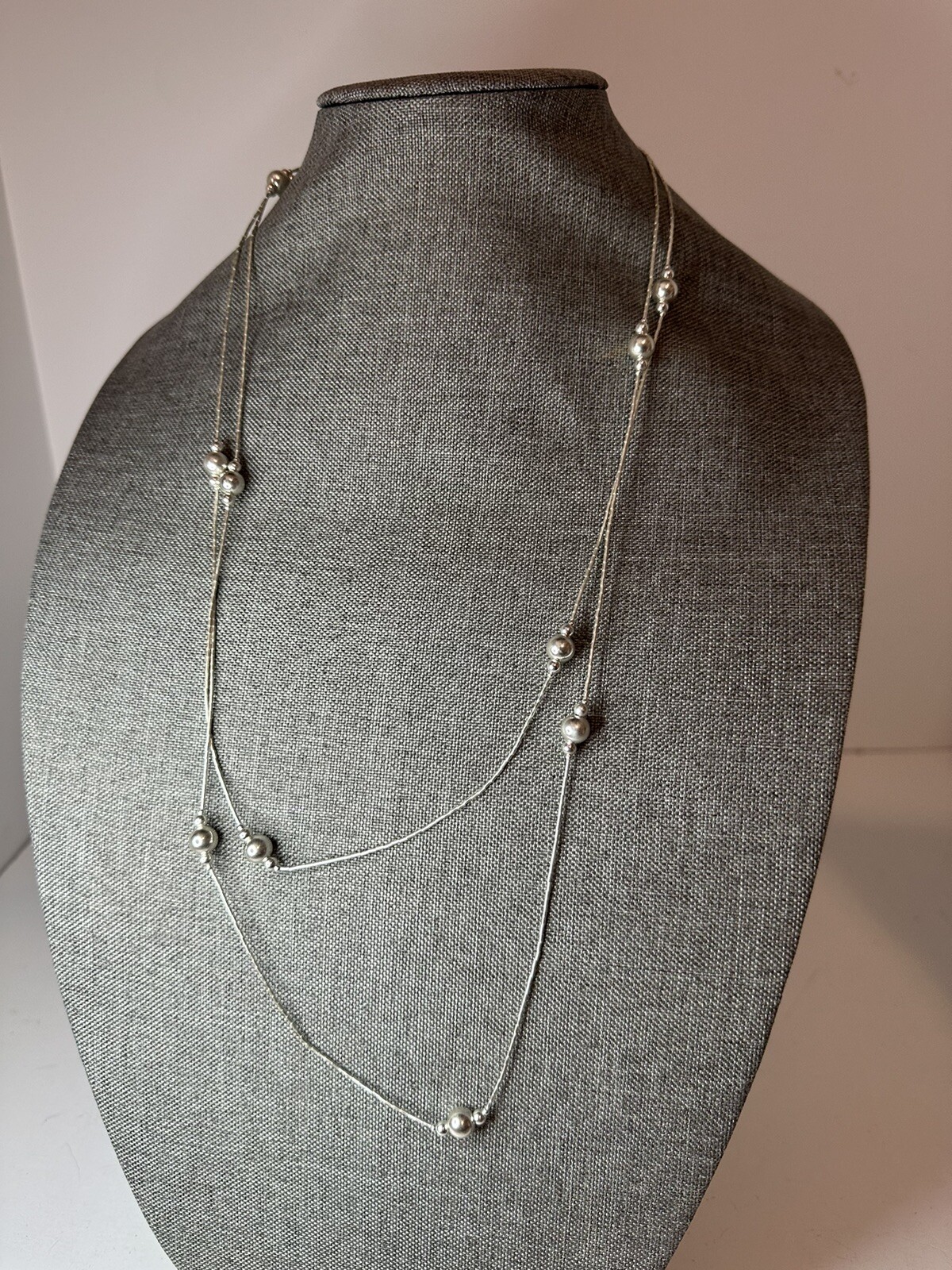 Sterling .925 ball necklace Heishi Bead long length