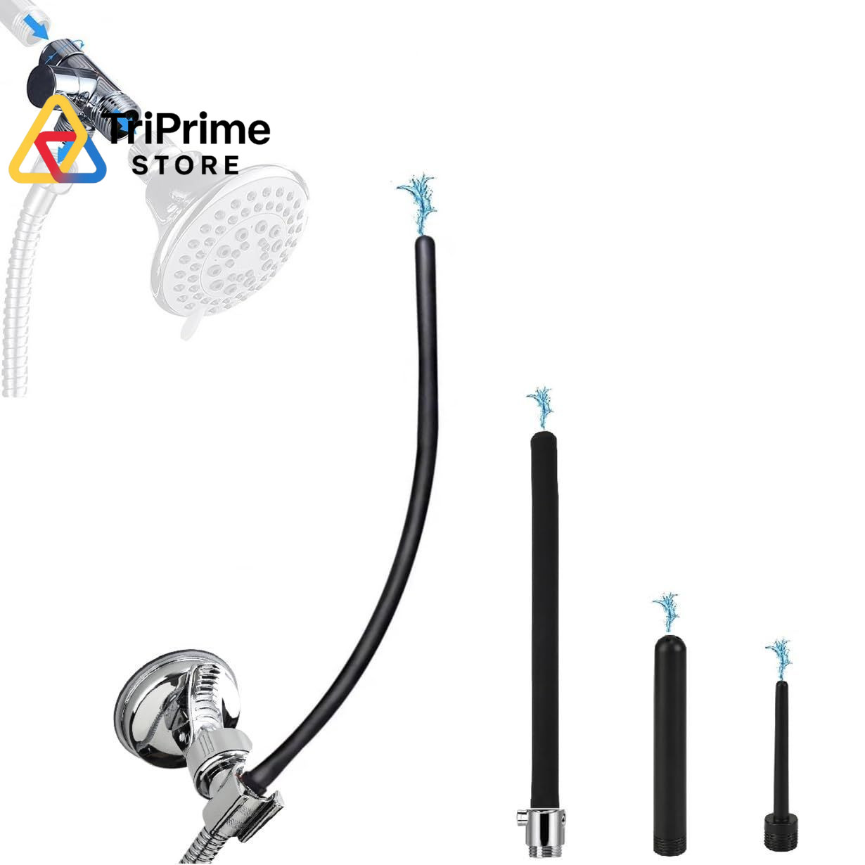 Shower Enema System with 79 Inch Hose, 3-Way Diverter, 9 Pieces Set, Black 