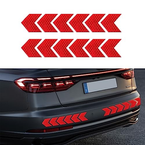 Pack-12 Strong Reflective Stickers, 1.57" x 1.77" Car Night Safety 12 PCS Red