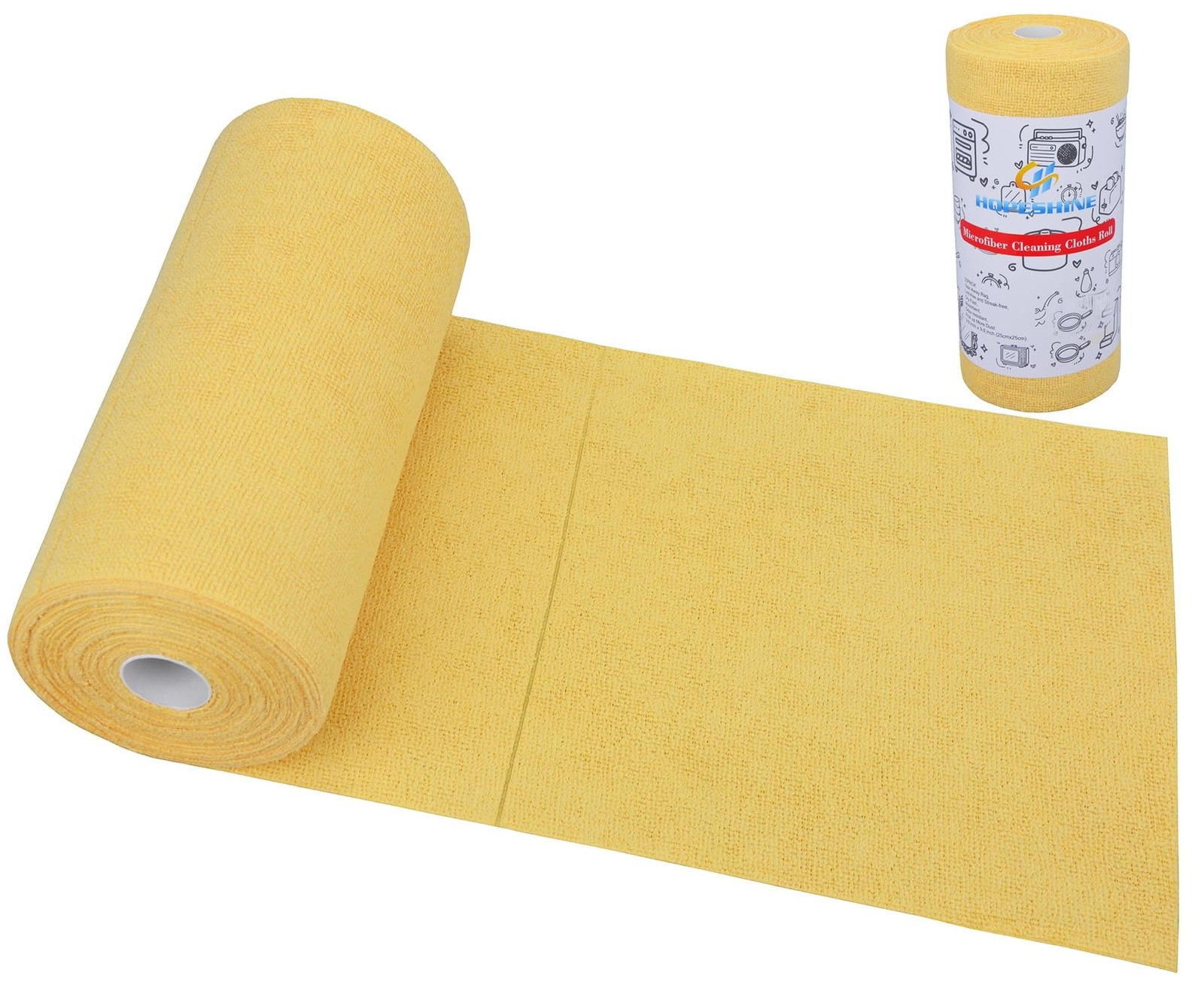 HOPESHINE Microfiber Cleaning Cloth Roll 50-Pack Reusable Paper Towels Washab...