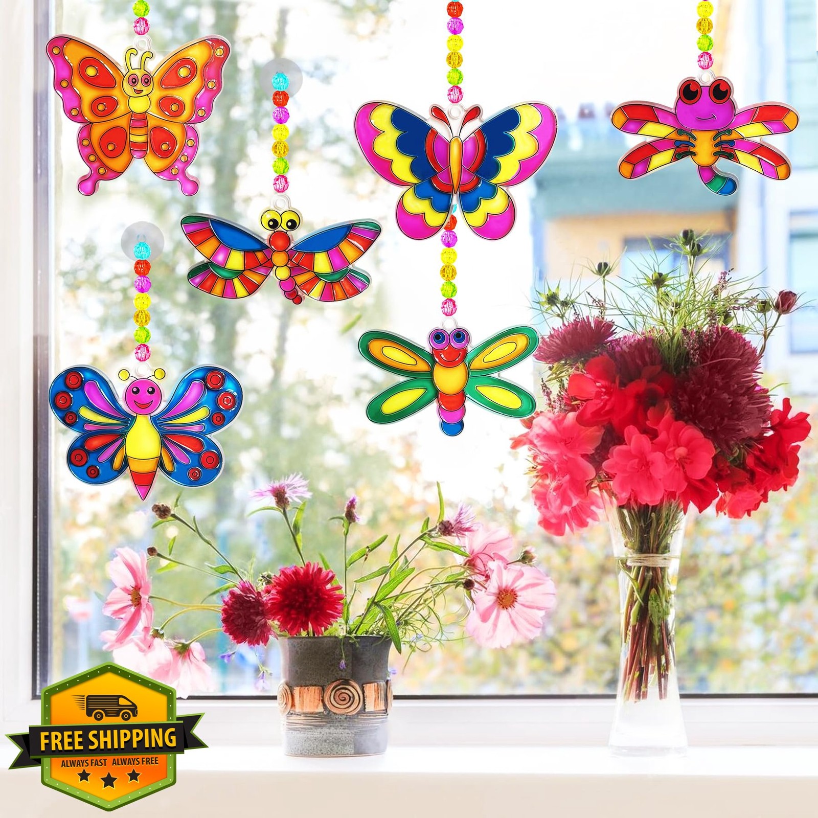 Ayhuhra 30 Sets Butterfly Dragonfly Suncatcher Craft Kits DIY