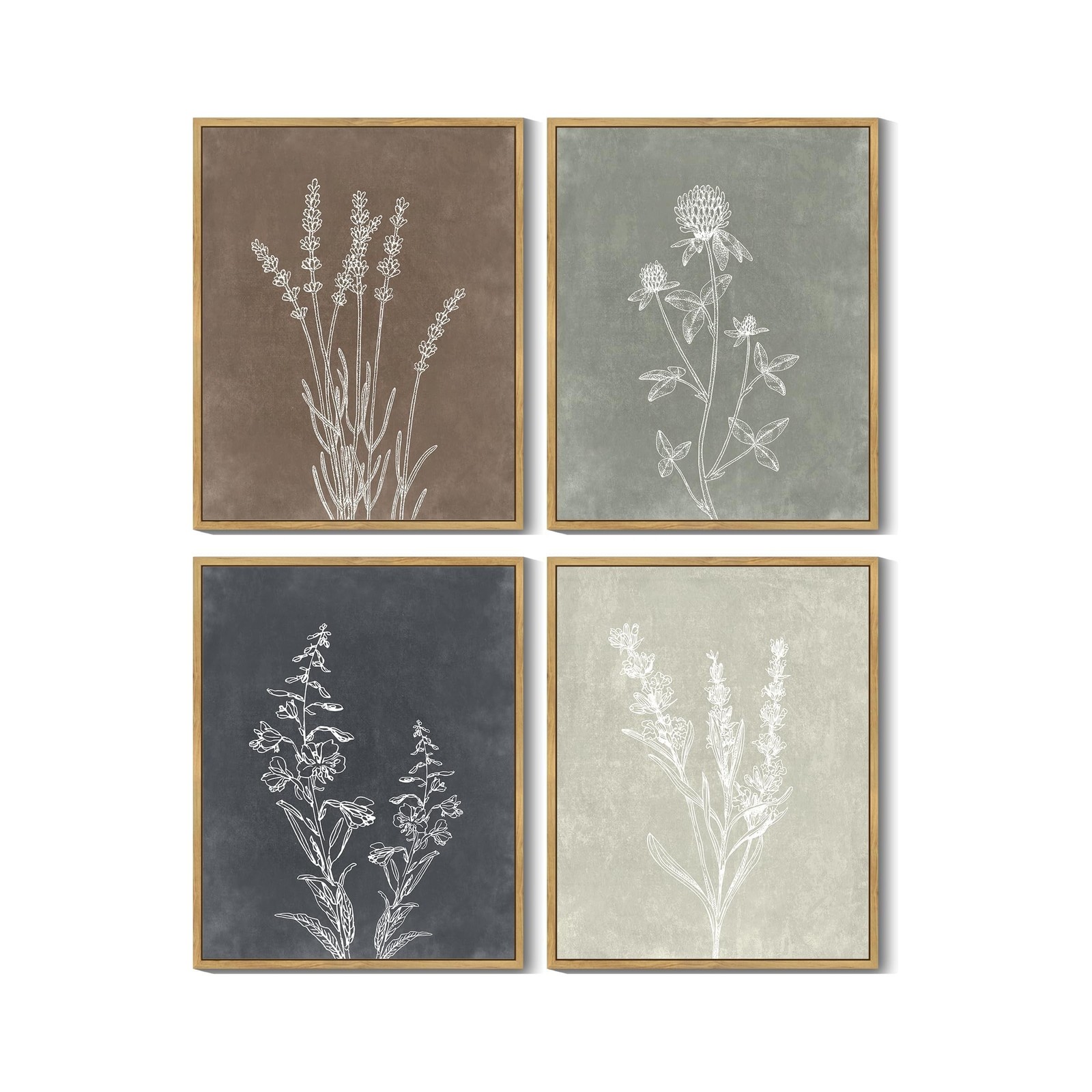 Drsoum Vintage Botanical Boho Framed Wall Art Wooded Antique Fl... USA FAST SHIP