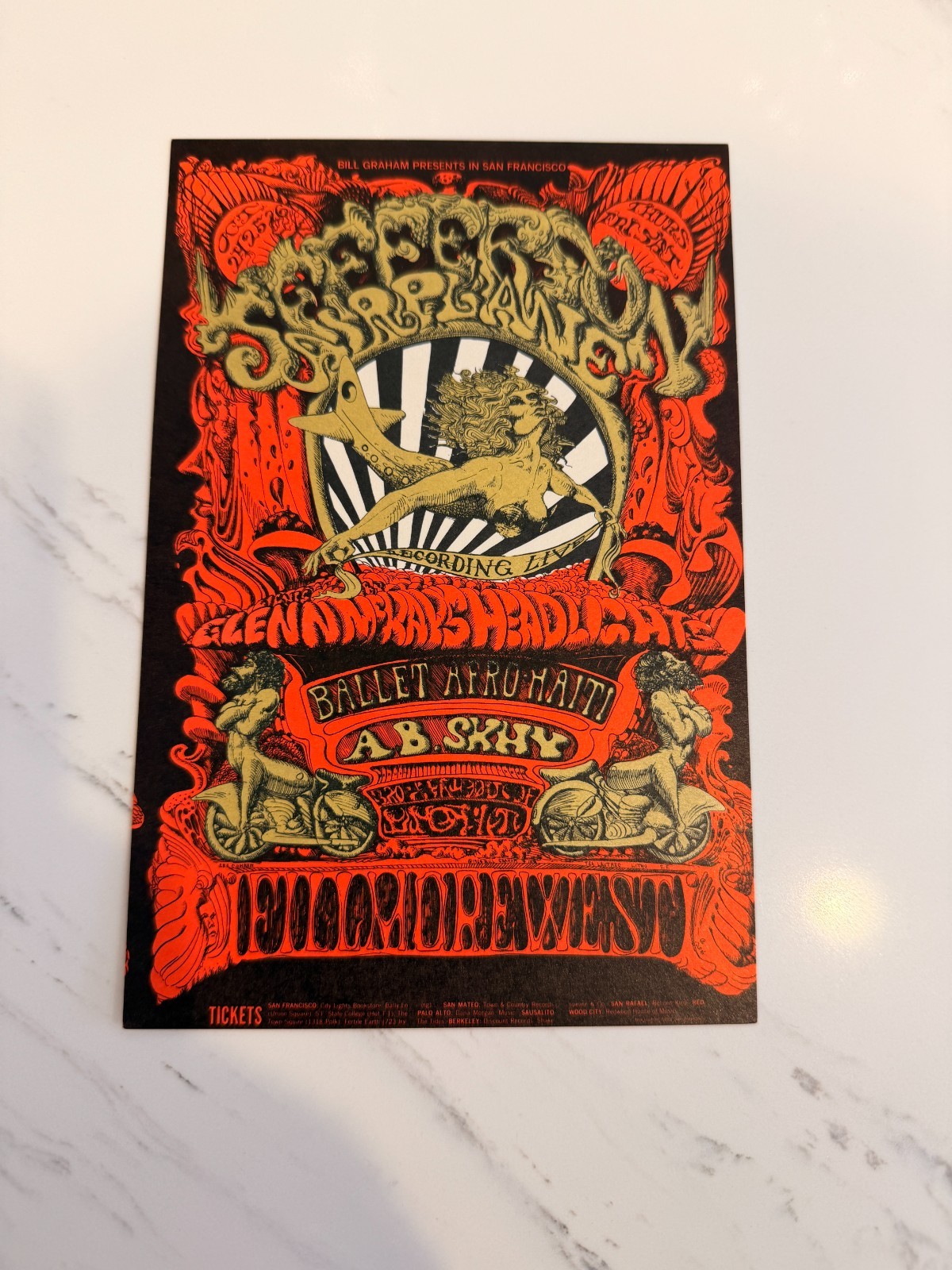 Jefferson Airplane Bill Graham Handbill Fillmore West Winterland 1968