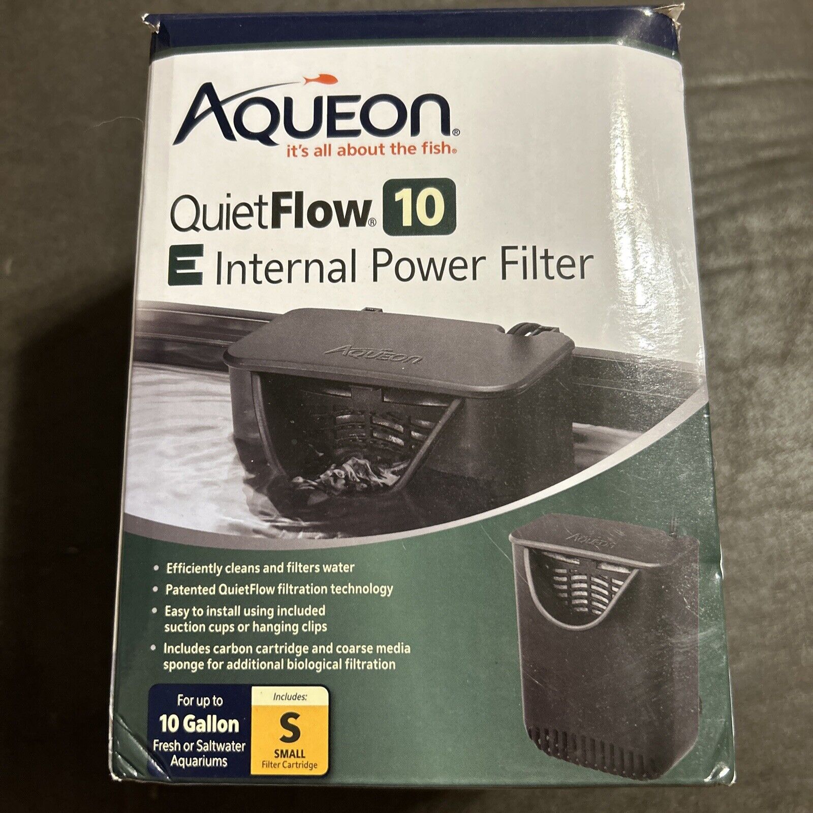 Aqueon QuietFlow 10 E Internal Aquarium Fish Tank Power Filter Small For Up T