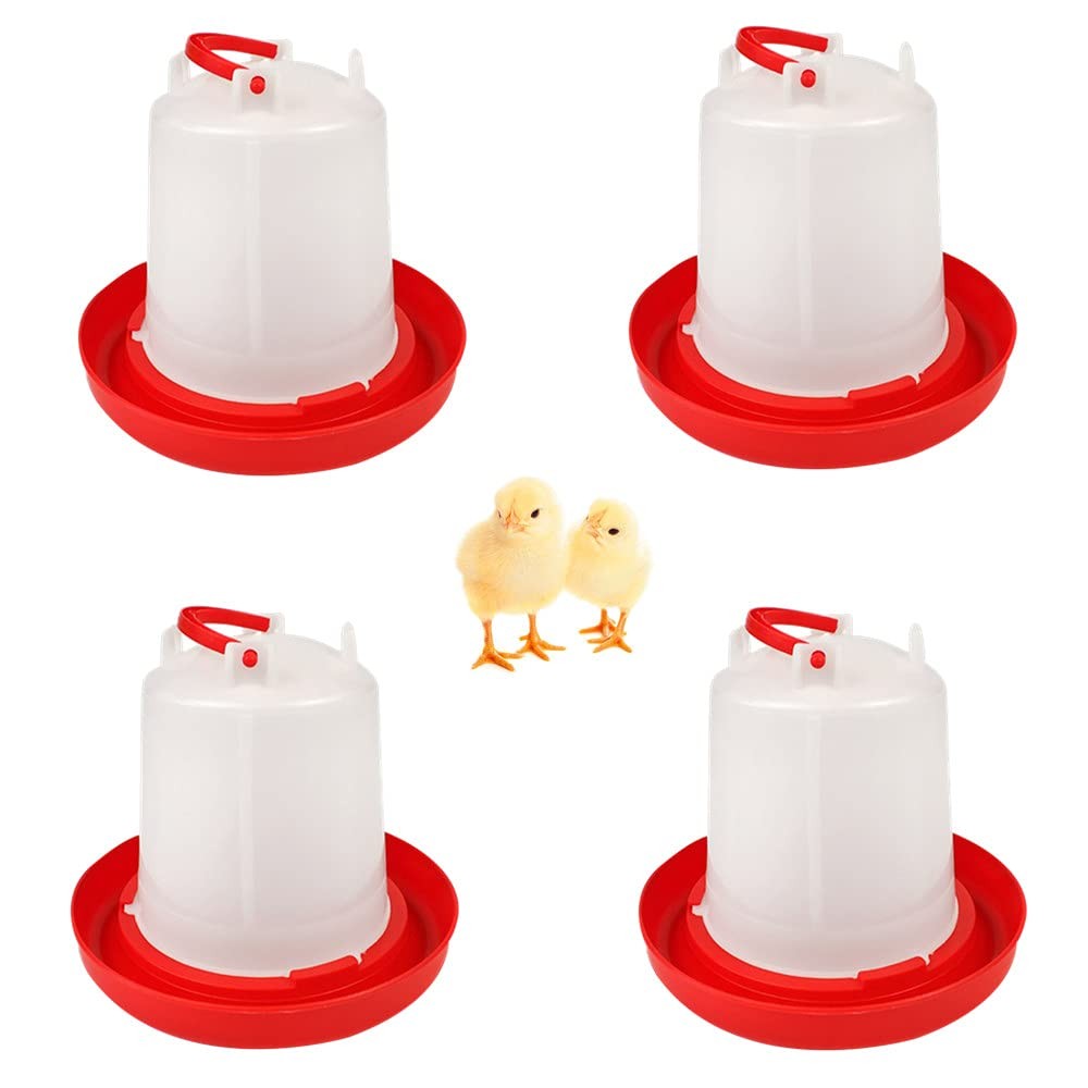 4 PCS Plastic Poultry Drinker Chick Waterer Kit 1L Hanging Water Container