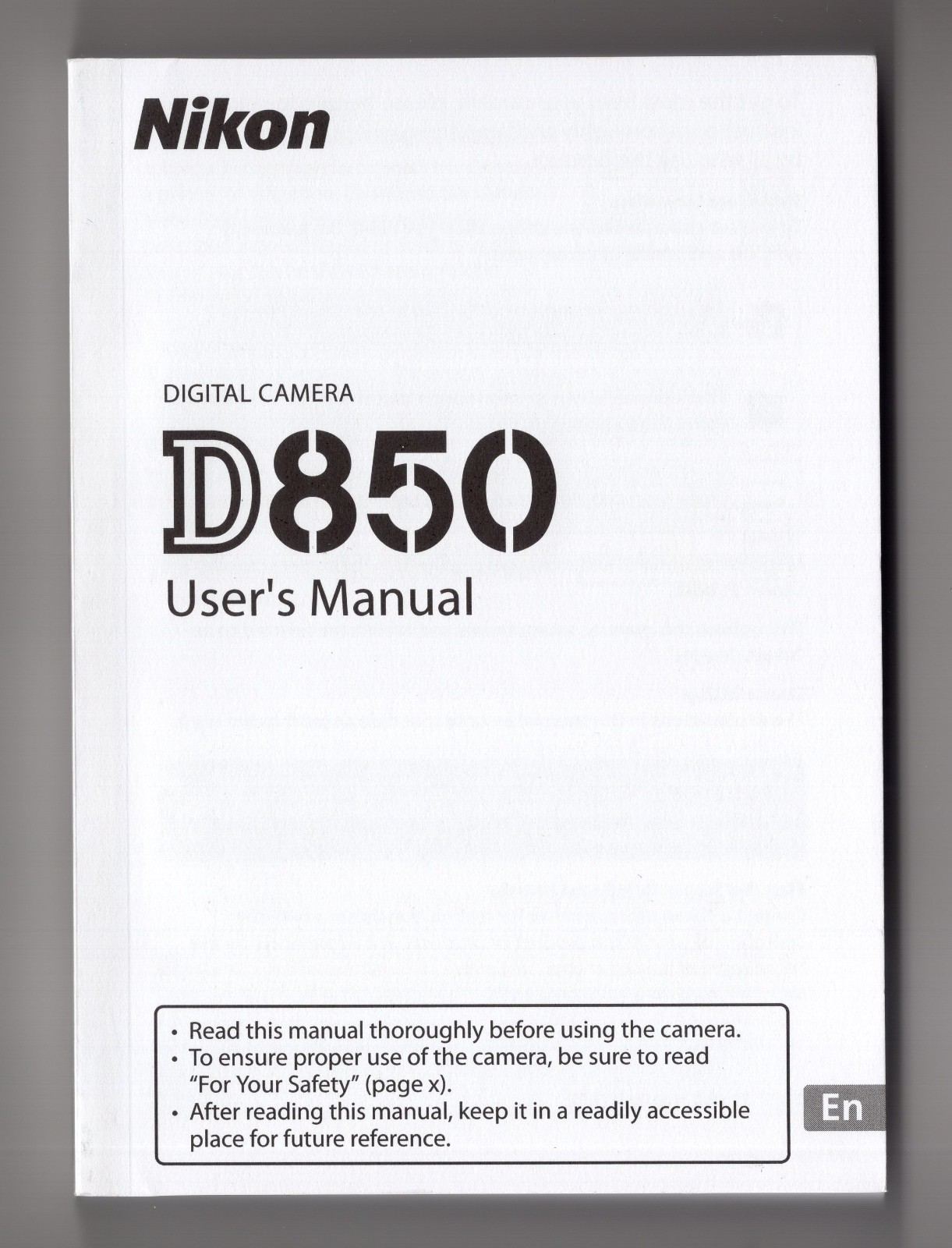 Nikon D850 Genuine Camera Instruction Book / Manual / User Guide In English