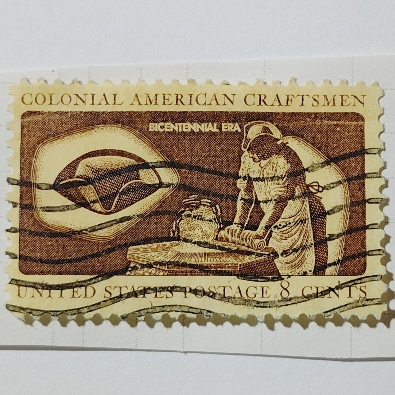 1972 US 8c Colonial American Craftsmen Hatter Stamp #1459 Used Cancelled