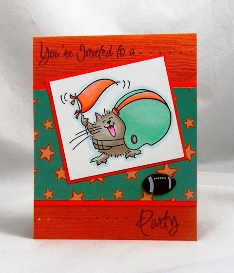 Stampendous Fluffles Football Cat Helmet Game On Rubber Stamp