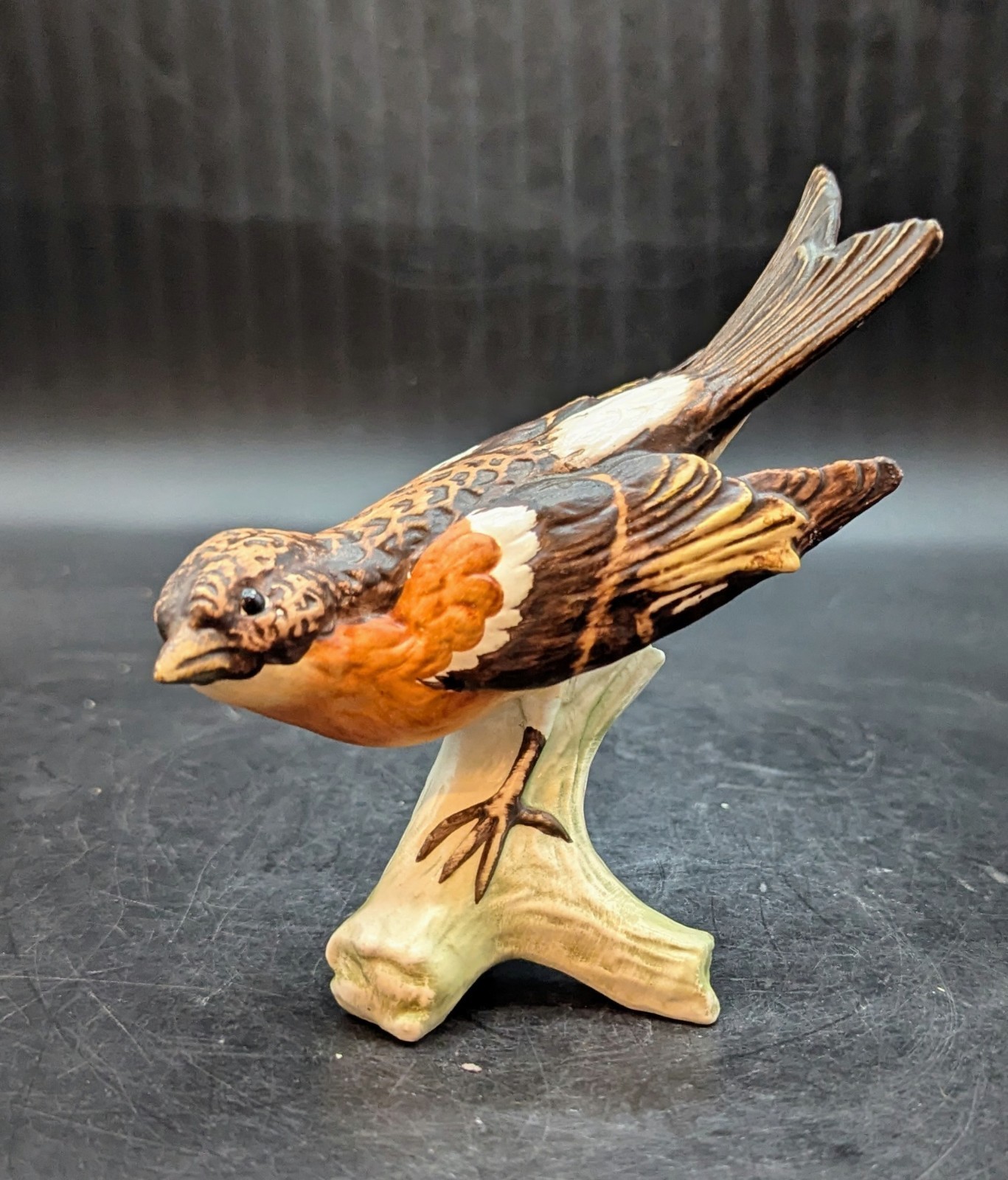 VTG 1967 Goebel Hand-Painted Brambling Bird Figurine on Branch Fall W Germany 5"