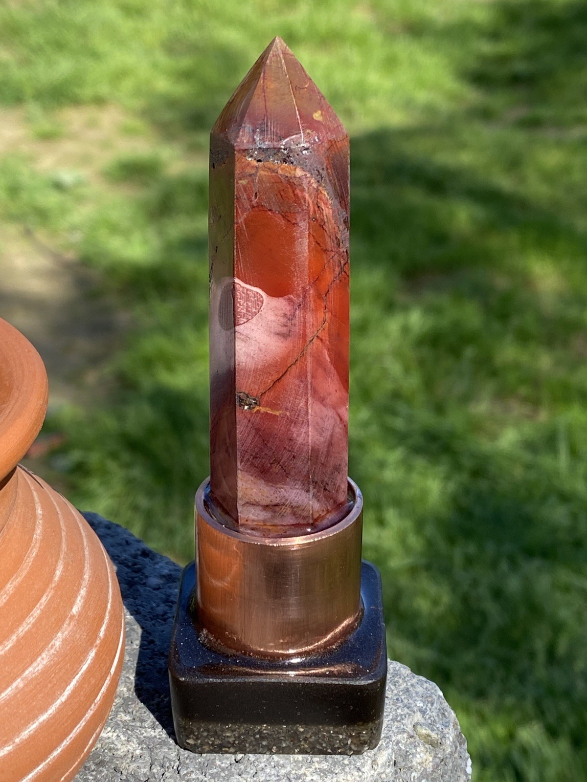 Orgone Cloudbuster with Mookaite Jasper Scepter Point & Copper Pipe