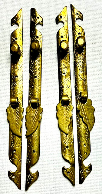 Vintage Chinese Brass 5" Narrow Cabinet/Drawer Pull Set Pair