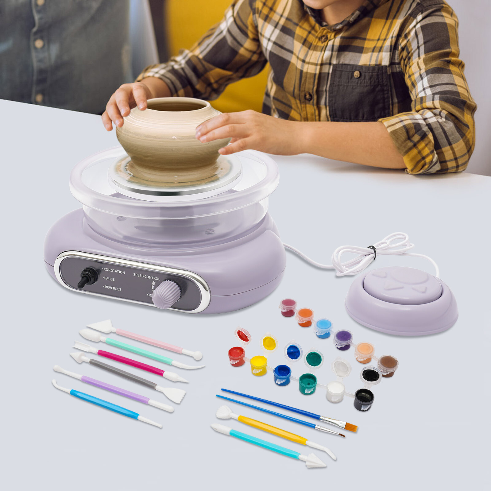 Electric Adjustable Speed Pottery Machine Mini Clay Making Pottery Craft Kit