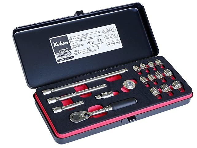 Kohken Z-EAL 2286Z (G72) 1/4" (6.35mm) Square Socket Set, 17 Pieces