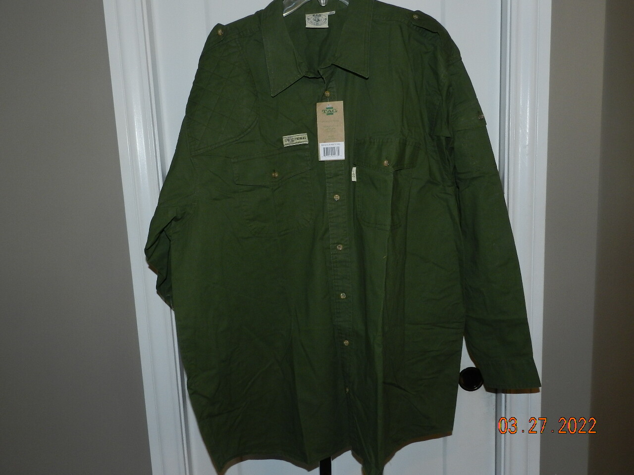 TAG SAFARI Mens Shooter Long Sleeve Olive Shirt (MS-041L/S-P867-f-3XL)