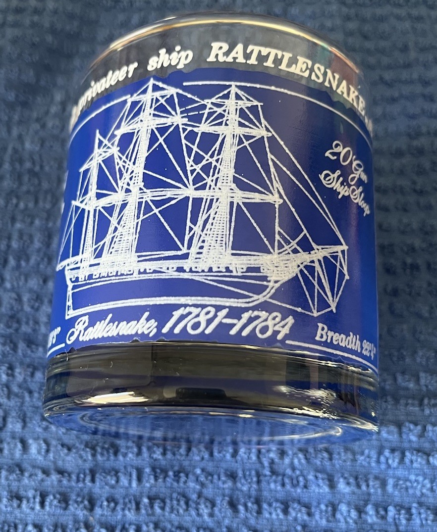 Rattlesnake of the Revolution Blueprint Low-ball Whiskey Glass American Ship