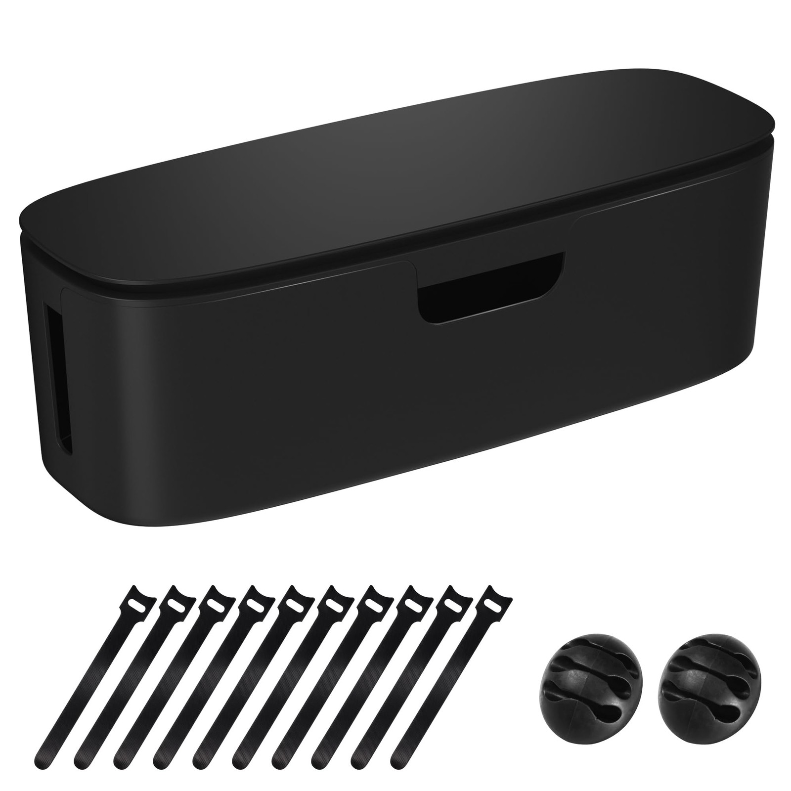 Cable Management Box - Large Cord Organizer to Hide Power 1 Pack, Black 
