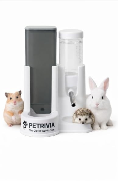 Petrivia 2 in 1 Automatic Hamster Feeder and Water Dispenser No Drip White 