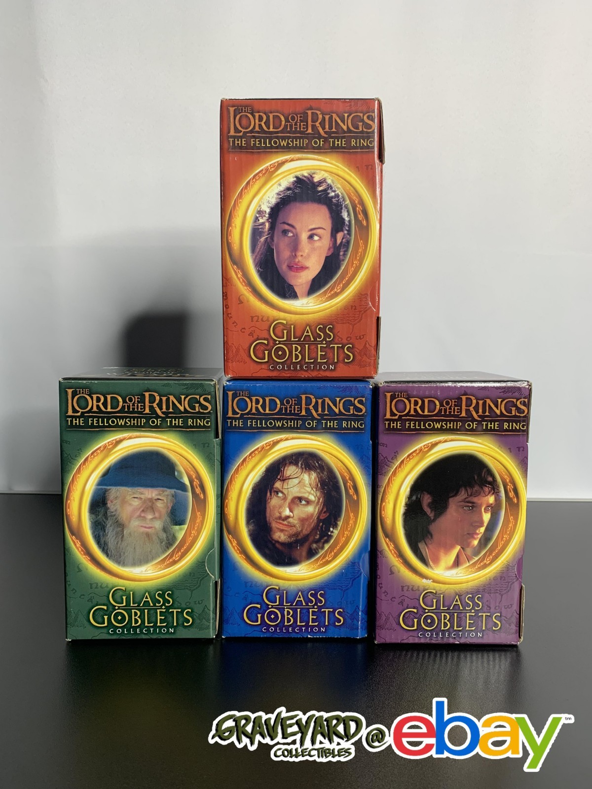 LOTR Lord of the Rings Glass Goblet Set Burger King 2001