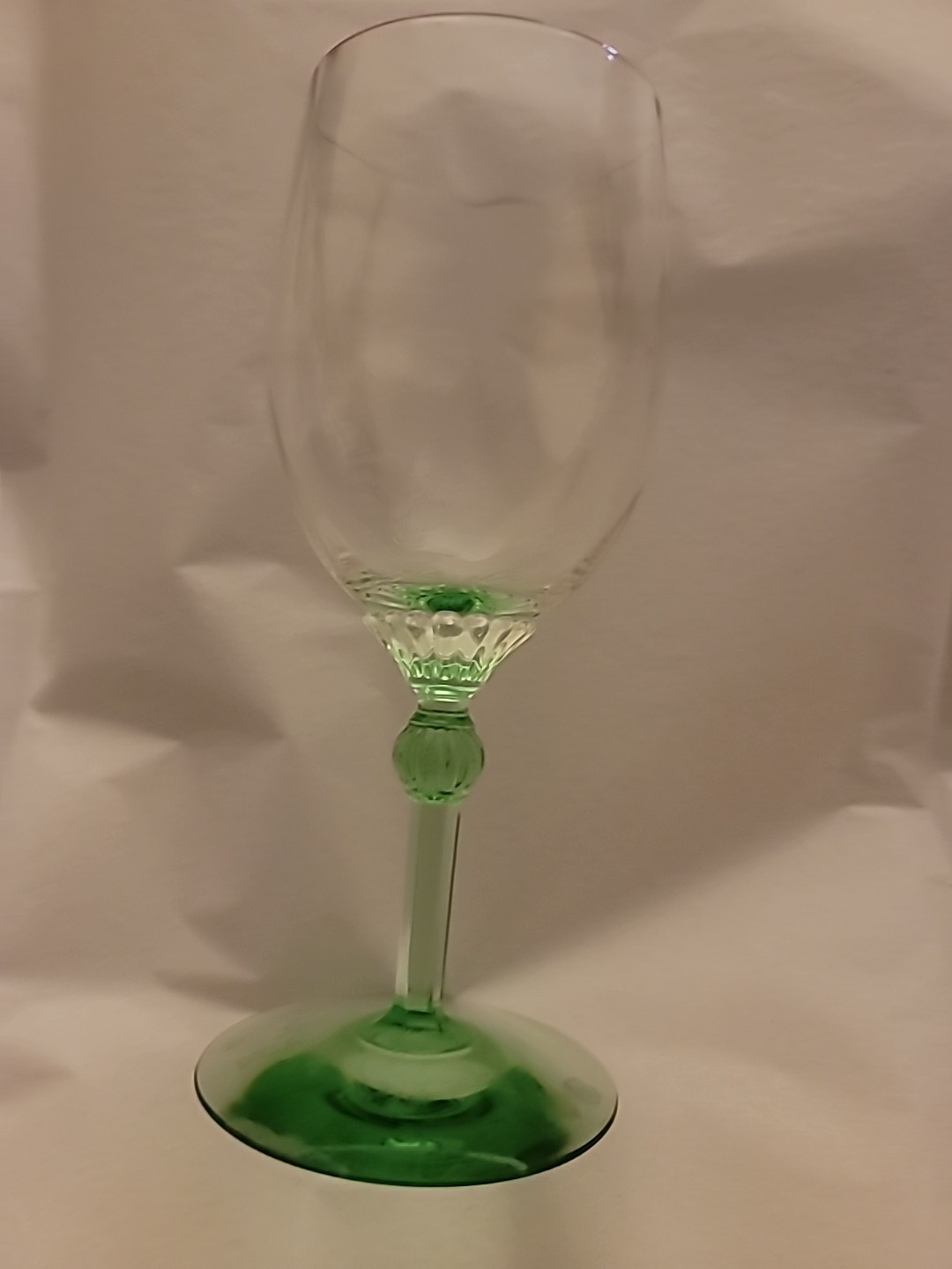 2 Heisey King Arthur Green Moongleam Crystal Wine ? Glasses 7" Beautiful!