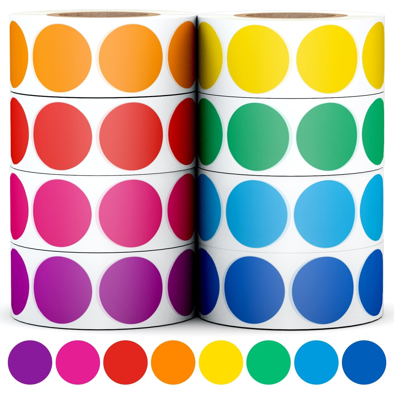 8 Rolls 3/4" Colored Dot Stickers Circle Color Coding Labels, Colorful Round ...
