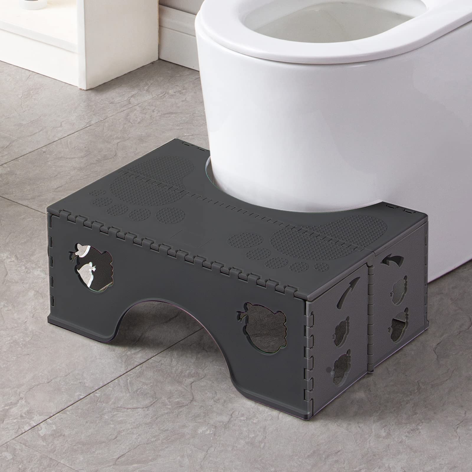 Foldable Toilet Stool, 7 inches Healthy Squatting Posture Poop Stool with Ant...