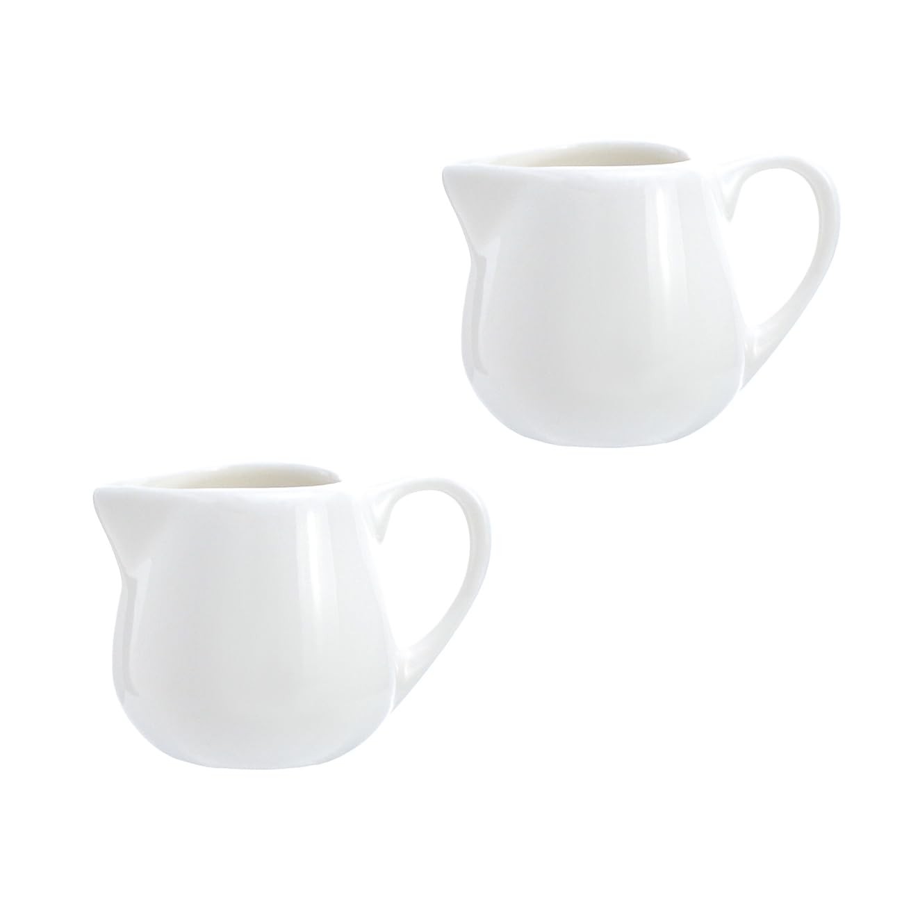 2 Pcs Mini Ceramic Creamer With Handle Coffee Milk Creamer Pitcher White 1.5 Oz