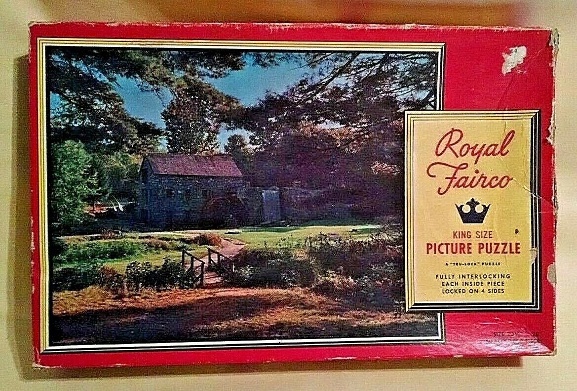 PEACEFUL MILL PUZZLE VINTAGE ROYAL FAIRCO NEARLY 1000 PC FAIRCHILD MISSING 1 PC.