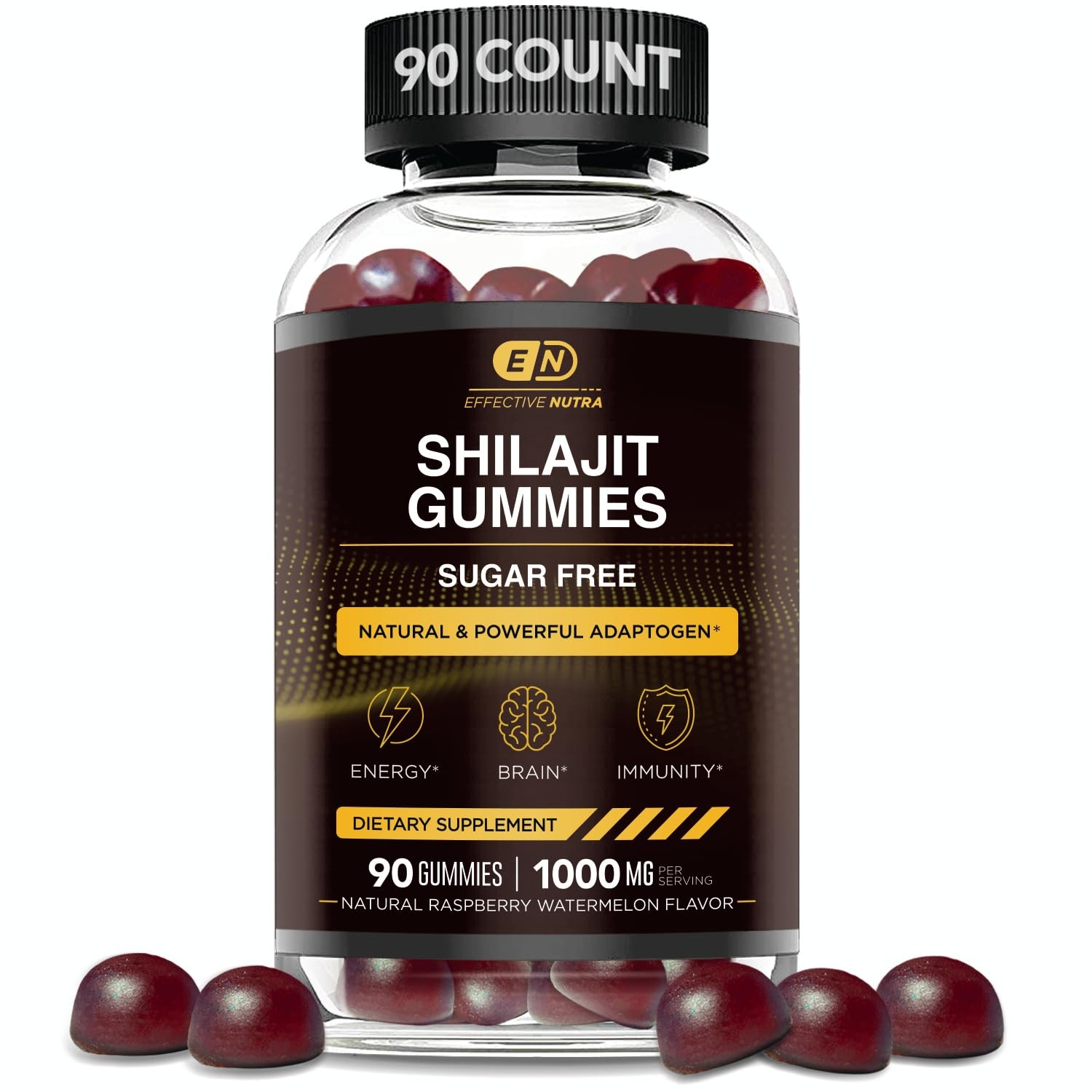 EFFECTIVE NUTRA Shilajit Gummies 1000mg | Pure 90 Count (Pack of 1) 