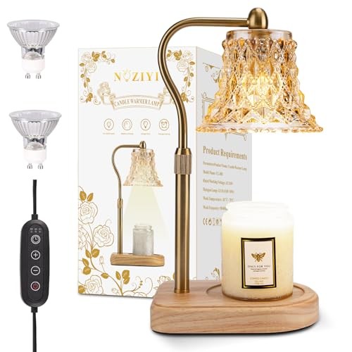 Candle Warmer Lamp with Timer Dimmer, Candle Warmer Light with 2 Bulbs, Amber