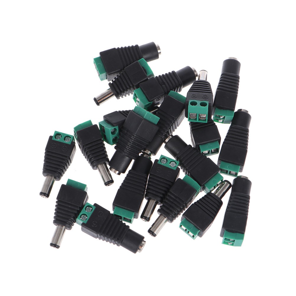 10 Pairs Male Female DC Power Plug Connectors 2.1x5.5mm Adapter for CCTV Camera