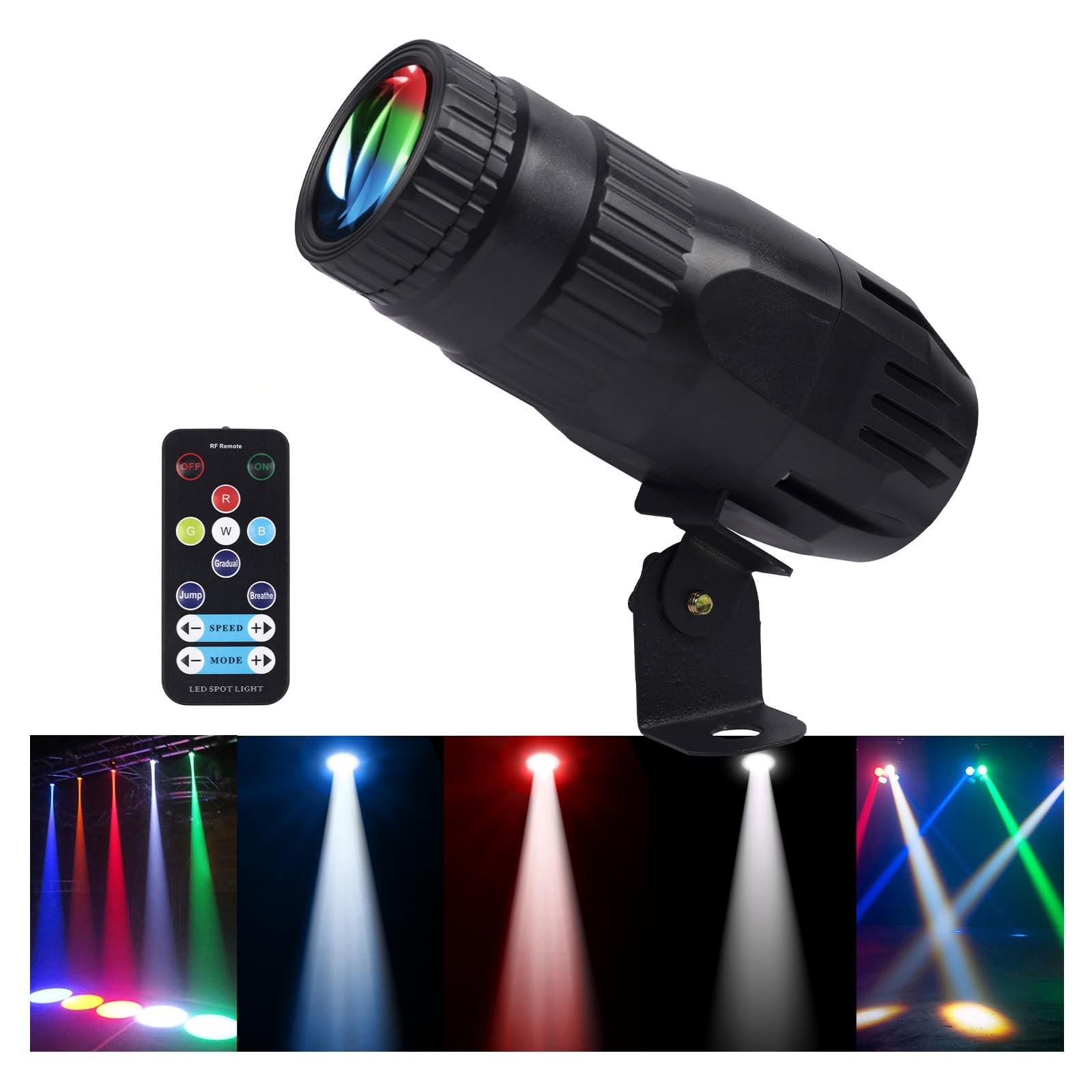 Pinspot Light with Remote 4 in 1 Stage Spotlight: 15W RGBW LED Beam Mirror Di...