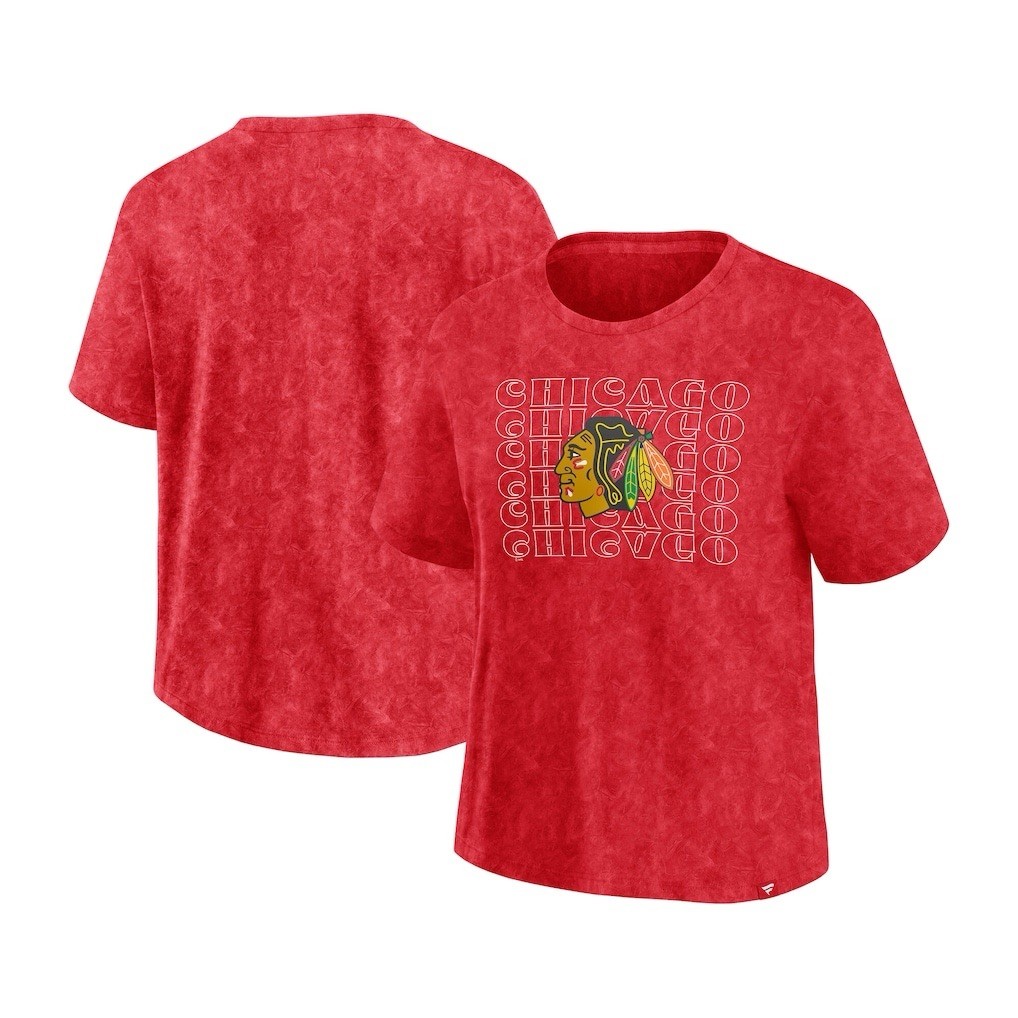Fanatics Chicago Blackhawks Fanatics Women's Large Faded Wash T-Shirt - Red NHL