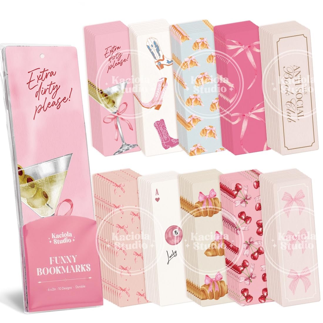 100PCS Bookmarks for Women, Bow Theme Paper Bookmarks Bulk 6" x 2" Cute Book ...