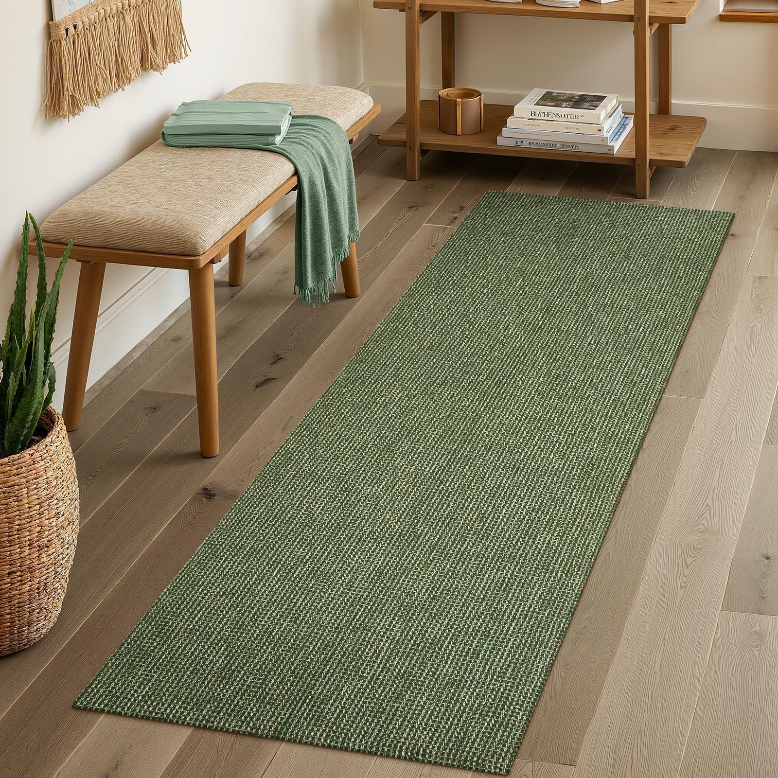 Uphome Washable Boho Cotton Runner Rug 2x6 Hallway Kitchen Non-Slip Low Pile