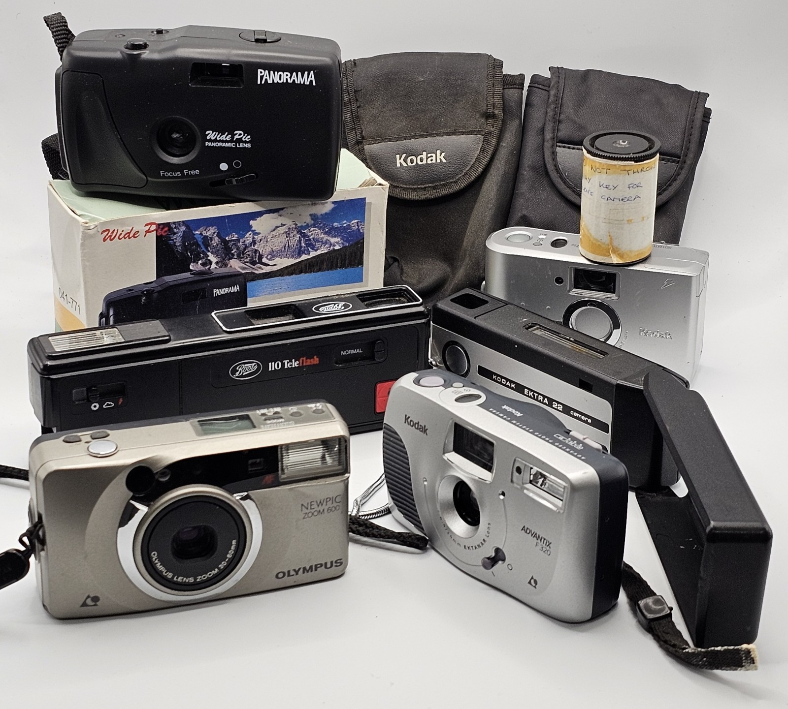 Mixed Lot 6 Vintage Film Cameras Kodak Olympus Panoramic For Part/ Repair 