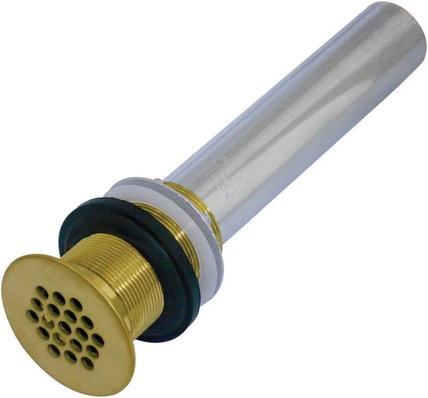 Kingston Brass KB4007  Grid Drain without Overflow, Brushed Brass, 8.25 X 2.25 X