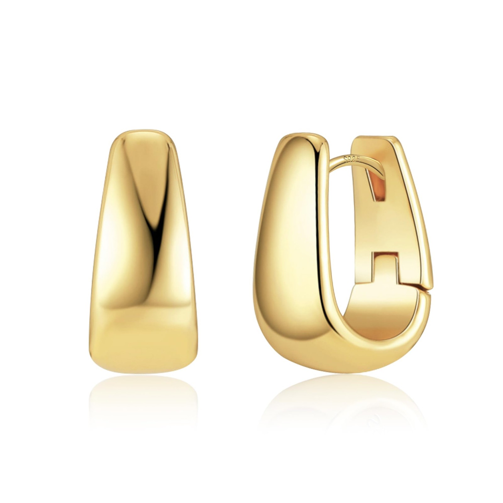 14K Gold Plated Small Chunky Sterling Silver 13mm x 16.5mm x 7.5mm, 