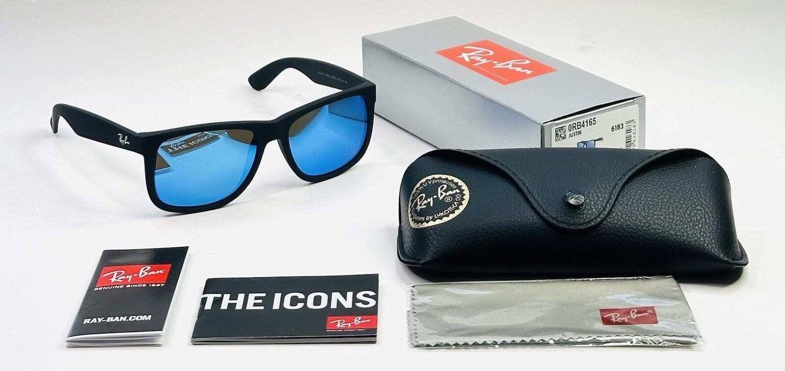 Ray-Ban Justin Matte Black Frame With Blue Lenses RB4165 622/55 Sunglasses