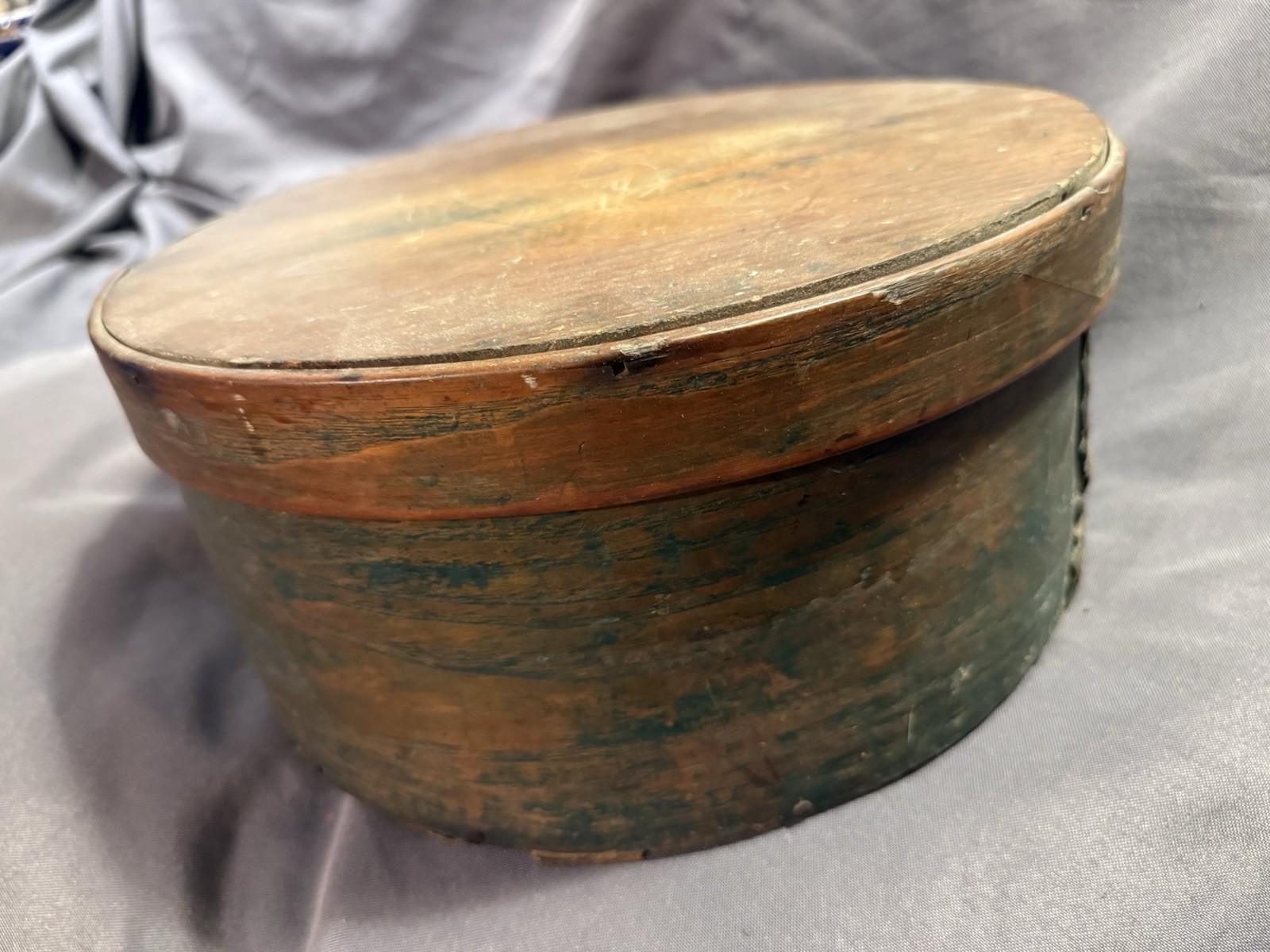 Antique Country Primitive Painted Wooden Pantry Box w/ Lid &