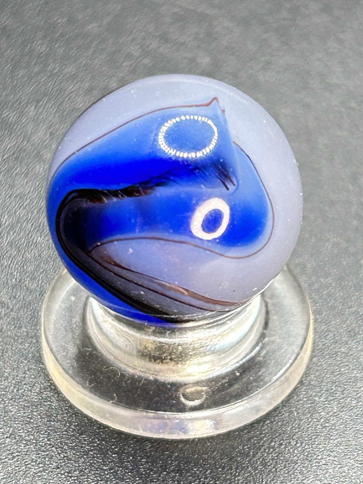 Vintage Akro Agate Blue Oxblood Marble Deep Dark Oxblood 0.669”